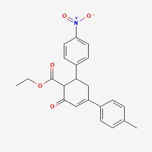 molecular formula C22H21NO5 B2907474 Ethyl 4-(4-methylphenyl)-6-(4-nitrophenyl)-2-oxocyclohex-3-ene-1-carboxylate CAS No. 851716-42-2