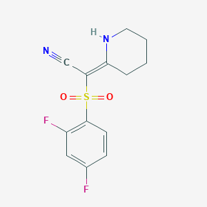 B2907507 (2E)-[(2,4-difluorophenyl)sulfonyl](piperidin-2-ylidene)acetonitrile CAS No. 1454881-64-1
