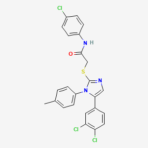 molecular formula C24H18Cl3N3OS B2907510 N-(4-chlorophenyl)-2-((5-(3,4-dichlorophenyl)-1-(p-tolyl)-1H-imidazol-2-yl)thio)acetamide CAS No. 1207042-47-4