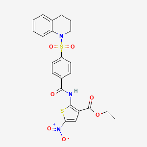 molecular formula C23H21N3O7S2 B2907525 ethyl 5-nitro-2-[4-(1,2,3,4-tetrahydroquinoline-1-sulfonyl)benzamido]thiophene-3-carboxylate CAS No. 477491-26-2