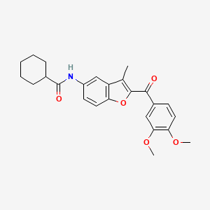 molecular formula C25H27NO5 B2907559 N-[2-(3,4-dimethoxybenzoyl)-3-methyl-1-benzofuran-5-yl]cyclohexanecarboxamide CAS No. 929504-50-7