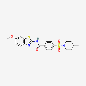 molecular formula C21H23N3O4S2 B2907574 N-(6-methoxybenzo[d]thiazol-2-yl)-4-((4-methylpiperidin-1-yl)sulfonyl)benzamide CAS No. 683268-55-5