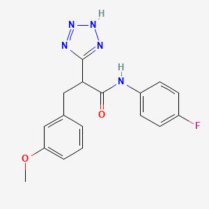 molecular formula C17H16FN5O2 B2907628 N-(4-fluorophenyl)-3-(3-methoxyphenyl)-2-(2H-1,2,3,4-tetrazol-5-yl)propanamide CAS No. 483993-42-6