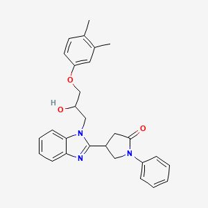molecular formula C28H29N3O3 B2907657 4-{1-[3-(3,4-dimethylphenoxy)-2-hydroxypropyl]-1H-1,3-benzodiazol-2-yl}-1-phenylpyrrolidin-2-one CAS No. 1018053-18-3