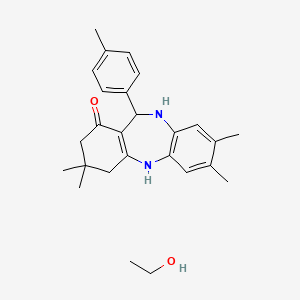 5,6,14,14-Tetramethyl-10-(4-methylphenyl)-2,9-diazatricyclo[9.4.0.0^{3,8}]pentadeca-1(11),3,5,7-tetraen-12-one; ethanol