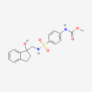 molecular formula C18H20N2O5S B2907713 methyl (4-(N-((1-hydroxy-2,3-dihydro-1H-inden-1-yl)methyl)sulfamoyl)phenyl)carbamate CAS No. 1788542-32-4