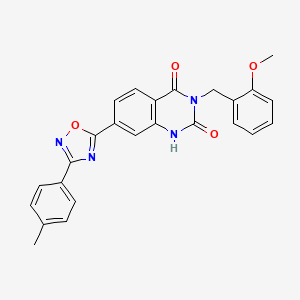 molecular formula C25H20N4O4 B2907765 3-(2-methoxybenzyl)-7-(3-(p-tolyl)-1,2,4-oxadiazol-5-yl)quinazoline-2,4(1H,3H)-dione CAS No. 1357850-04-4