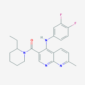 molecular formula C23H24F2N4O B2907809 N-(3,4-difluorophenyl)-3-(2-ethylpiperidine-1-carbonyl)-7-methyl-1,8-naphthyridin-4-amine CAS No. 1251690-50-2