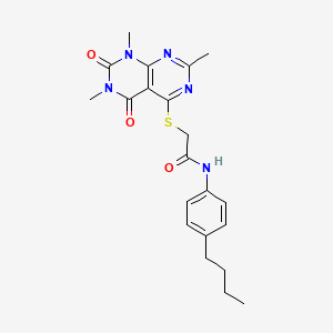 molecular formula C21H25N5O3S B2907821 N-(4-butylphenyl)-2-((2,6,8-trimethyl-5,7-dioxo-5,6,7,8-tetrahydropyrimido[4,5-d]pyrimidin-4-yl)thio)acetamide CAS No. 852168-08-2