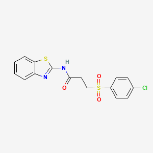 molecular formula C16H13ClN2O3S2 B2907828 N-(1,3-benzothiazol-2-yl)-3-(4-chlorobenzenesulfonyl)propanamide CAS No. 895455-22-8