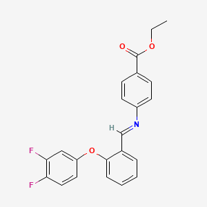 molecular formula C22H17F2NO3 B2907896 ethyl 4-({(E)-[2-(3,4-difluorophenoxy)phenyl]methylidene}amino)benzenecarboxylate CAS No. 477887-03-9