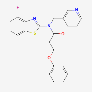molecular formula C22H18FN3O2S B2907909 N-(4-fluoro-1,3-benzothiazol-2-yl)-3-phenoxy-N-[(pyridin-3-yl)methyl]propanamide CAS No. 895012-78-9