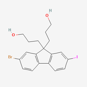 B2907934 3,3'-(2-Bromo-7-iodo-9H-fluorene-9,9-diyl)bis(propan-1-ol) CAS No. 1315468-05-3
