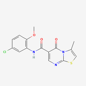 molecular formula C15H12ClN3O3S B2907953 N-(5-chloro-2-methoxyphenyl)-3-methyl-5-oxo-5H-[1,3]thiazolo[3,2-a]pyrimidine-6-carboxamide CAS No. 851945-92-1