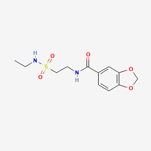 molecular formula C12H16N2O5S B2907956 N-[2-(ethylsulfamoyl)ethyl]-2H-1,3-benzodioxole-5-carboxamide CAS No. 899740-26-2