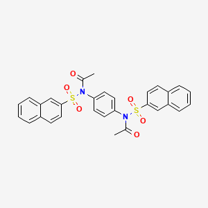molecular formula C30H24N2O6S2 B2907964 N-(naphthalene-2-sulfonyl)-N-{4-[N-(naphthalene-2-sulfonyl)acetamido]phenyl}acetamide CAS No. 301313-59-7