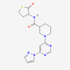 molecular formula C17H20N6O2S B2907965 N-(2-oxothiolan-3-yl)-1-[6-(1H-pyrazol-1-yl)pyrimidin-4-yl]piperidine-3-carboxamide CAS No. 1334375-78-8