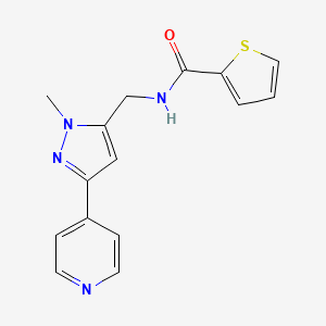 molecular formula C15H14N4OS B2907975 N-{[1-methyl-3-(pyridin-4-yl)-1H-pyrazol-5-yl]methyl}thiophene-2-carboxamide CAS No. 2309588-84-7