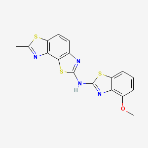 molecular formula C17H12N4OS3 B2908011 N-(4-methoxy-1,3-benzothiazol-2-yl)-11-methyl-3,10-dithia-5,12-diazatricyclo[7.3.0.0^{2,6}]dodeca-1(9),2(6),4,7,11-pentaen-4-amine CAS No. 862974-10-5