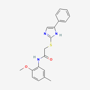 molecular formula C19H19N3O2S B2908016 N-(2-methoxy-5-methylphenyl)-2-[(5-phenyl-1H-imidazol-2-yl)sulfanyl]acetamide CAS No. 941911-83-7