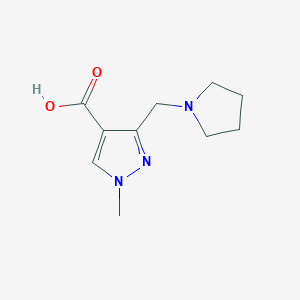 molecular formula C10H15N3O2 B2908018 1-methyl-3-(pyrrolidin-1-ylmethyl)-1H-pyrazole-4-carboxylic acid CAS No. 1975118-86-5