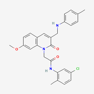 molecular formula C27H26ClN3O3 B2908052 N-(5-chloro-2-methylphenyl)-2-(7-methoxy-3-{[(4-methylphenyl)amino]methyl}-2-oxo-1,2-dihydroquinolin-1-yl)acetamide CAS No. 893787-57-0