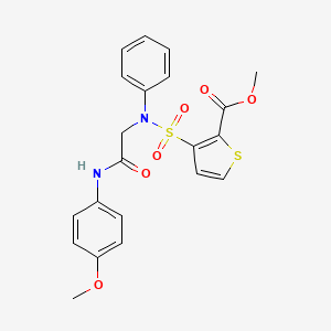 molecular formula C21H20N2O6S2 B2908059 methyl 3-({[(4-methoxyphenyl)carbamoyl]methyl}(phenyl)sulfamoyl)thiophene-2-carboxylate CAS No. 895264-56-9