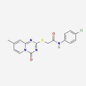 molecular formula C16H13ClN4O2S B2908092 N-(4-chlorophenyl)-2-({8-methyl-4-oxo-4H-pyrido[1,2-a][1,3,5]triazin-2-yl}sulfanyl)acetamide CAS No. 896336-17-7
