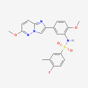 molecular formula C21H19FN4O4S B2908100 4-fluoro-N-(2-methoxy-5-(6-methoxyimidazo[1,2-b]pyridazin-2-yl)phenyl)-3-methylbenzenesulfonamide CAS No. 955543-95-0