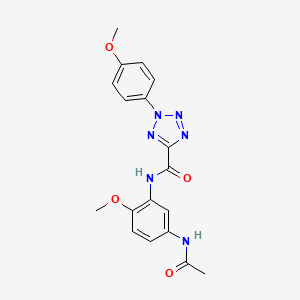 molecular formula C18H18N6O4 B2908114 N-(5-acetamido-2-methoxyphenyl)-2-(4-methoxyphenyl)-2H-1,2,3,4-tetrazole-5-carboxamide CAS No. 1396843-54-1