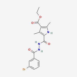 molecular formula C17H18BrN3O4 B2908125 ethyl 5-{[(3-bromophenyl)formohydrazido]carbonyl}-2,4-dimethyl-1H-pyrrole-3-carboxylate CAS No. 865615-21-0