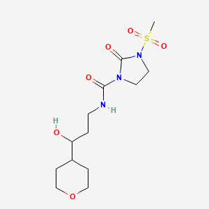 molecular formula C13H23N3O6S B2908170 N-(3-hydroxy-3-(tetrahydro-2H-pyran-4-yl)propyl)-3-(methylsulfonyl)-2-oxoimidazolidine-1-carboxamide CAS No. 2034450-53-6