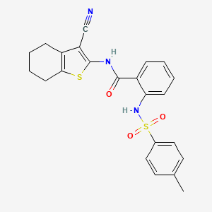 molecular formula C23H21N3O3S2 B2908171 N-(3-cyano-4,5,6,7-tetrahydro-1-benzothiophen-2-yl)-2-(4-methylbenzenesulfonamido)benzamide CAS No. 392238-97-0