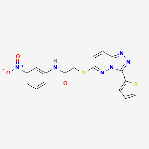 molecular formula C17H12N6O3S2 B2908184 N-(3-nitrophenyl)-2-((3-(thiophen-2-yl)-[1,2,4]triazolo[4,3-b]pyridazin-6-yl)thio)acetamide CAS No. 868966-70-5
