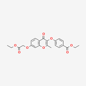 molecular formula C23H22O8 B2908189 ethyl 4-{[7-(2-ethoxy-2-oxoethoxy)-2-methyl-4-oxo-4H-chromen-3-yl]oxy}benzoate CAS No. 858770-19-1