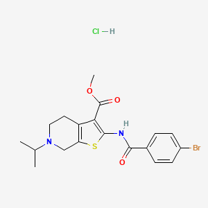 molecular formula C19H22BrClN2O3S B2908198 Methyl 2-(4-bromobenzamido)-6-isopropyl-4,5,6,7-tetrahydrothieno[2,3-c]pyridine-3-carboxylate hydrochloride CAS No. 1329632-95-2