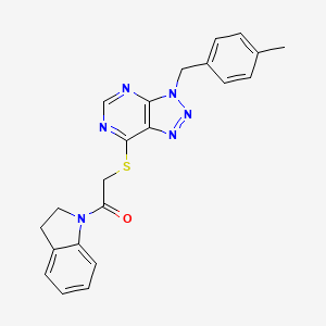 B2908203 1-(2,3-Dihydroindol-1-yl)-2-[3-[(4-methylphenyl)methyl]triazolo[4,5-d]pyrimidin-7-yl]sulfanylethanone CAS No. 941956-01-0