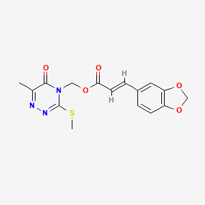molecular formula C16H15N3O5S B2908243 (6-methyl-3-methylsulfanyl-5-oxo-1,2,4-triazin-4-yl)methyl (E)-3-(1,3-benzodioxol-5-yl)prop-2-enoate CAS No. 877648-37-8