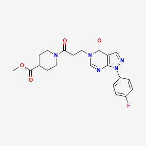 molecular formula C21H22FN5O4 B2908252 methyl 1-(3-(1-(4-fluorophenyl)-4-oxo-1H-pyrazolo[3,4-d]pyrimidin-5(4H)-yl)propanoyl)piperidine-4-carboxylate CAS No. 953134-81-1