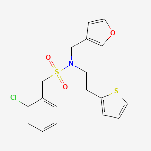 molecular formula C18H18ClNO3S2 B2908255 1-(2-chlorophenyl)-N-(furan-3-ylmethyl)-N-(2-(thiophen-2-yl)ethyl)methanesulfonamide CAS No. 1428358-18-2
