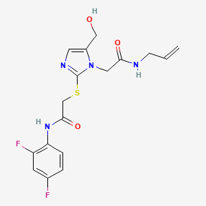 molecular formula C17H18F2N4O3S B2908258 N-allyl-2-(2-((2-((2,4-difluorophenyl)amino)-2-oxoethyl)thio)-5-(hydroxymethyl)-1H-imidazol-1-yl)acetamide CAS No. 921868-00-0