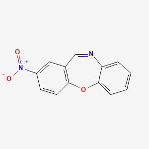 molecular formula C13H8N2O3 B2908267 13-nitro-2-oxa-9-azatricyclo[9.4.0.0^{3,8}]pentadeca-1(11),3,5,7,9,12,14-heptaene CAS No. 16398-29-1