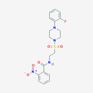molecular formula C19H21FN4O5S B2908287 N-(2-((4-(2-fluorophenyl)piperazin-1-yl)sulfonyl)ethyl)-2-nitrobenzamide CAS No. 897613-62-6