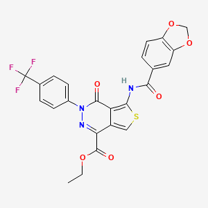 molecular formula C24H16F3N3O6S B2908288 ethyl 5-(2H-1,3-benzodioxole-5-amido)-4-oxo-3-[4-(trifluoromethyl)phenyl]-3H,4H-thieno[3,4-d]pyridazine-1-carboxylate CAS No. 851951-23-0
