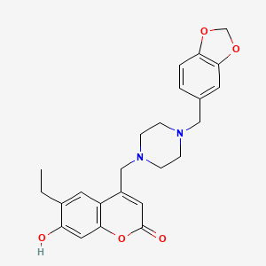 4-((4-(benzo[d][1,3]dioxol-5-ylmethyl)piperazin-1-yl)methyl)-6-ethyl-7-hydroxy-2H-chromen-2-one