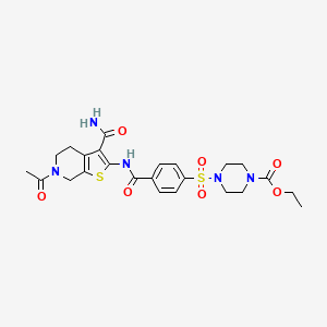 molecular formula C24H29N5O7S2 B2908334 ethyl 4-[4-({6-acetyl-3-carbamoyl-4H,5H,6H,7H-thieno[2,3-c]pyridin-2-yl}carbamoyl)benzenesulfonyl]piperazine-1-carboxylate CAS No. 449770-07-4