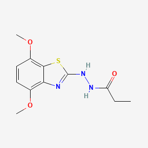 molecular formula C12H15N3O3S B2908336 N'-(4,7-dimethoxybenzo[d]thiazol-2-yl)propionohydrazide CAS No. 851988-10-8