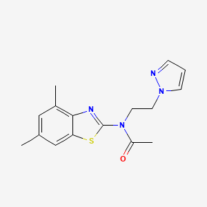 molecular formula C16H18N4OS B2908344 N-(2-(1H-pyrazol-1-yl)ethyl)-N-(4,6-dimethylbenzo[d]thiazol-2-yl)acetamide CAS No. 1169978-41-9