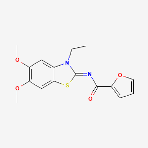 molecular formula C16H16N2O4S B2908352 N-[(2Z)-3-ethyl-5,6-dimethoxy-2,3-dihydro-1,3-benzothiazol-2-ylidene]furan-2-carboxamide CAS No. 895456-37-8