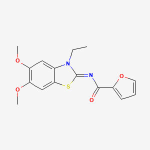 N-(3-ethyl-5,6-dimethoxy-1,3-benzothiazol-2-ylidene)furan-2-carboxamide